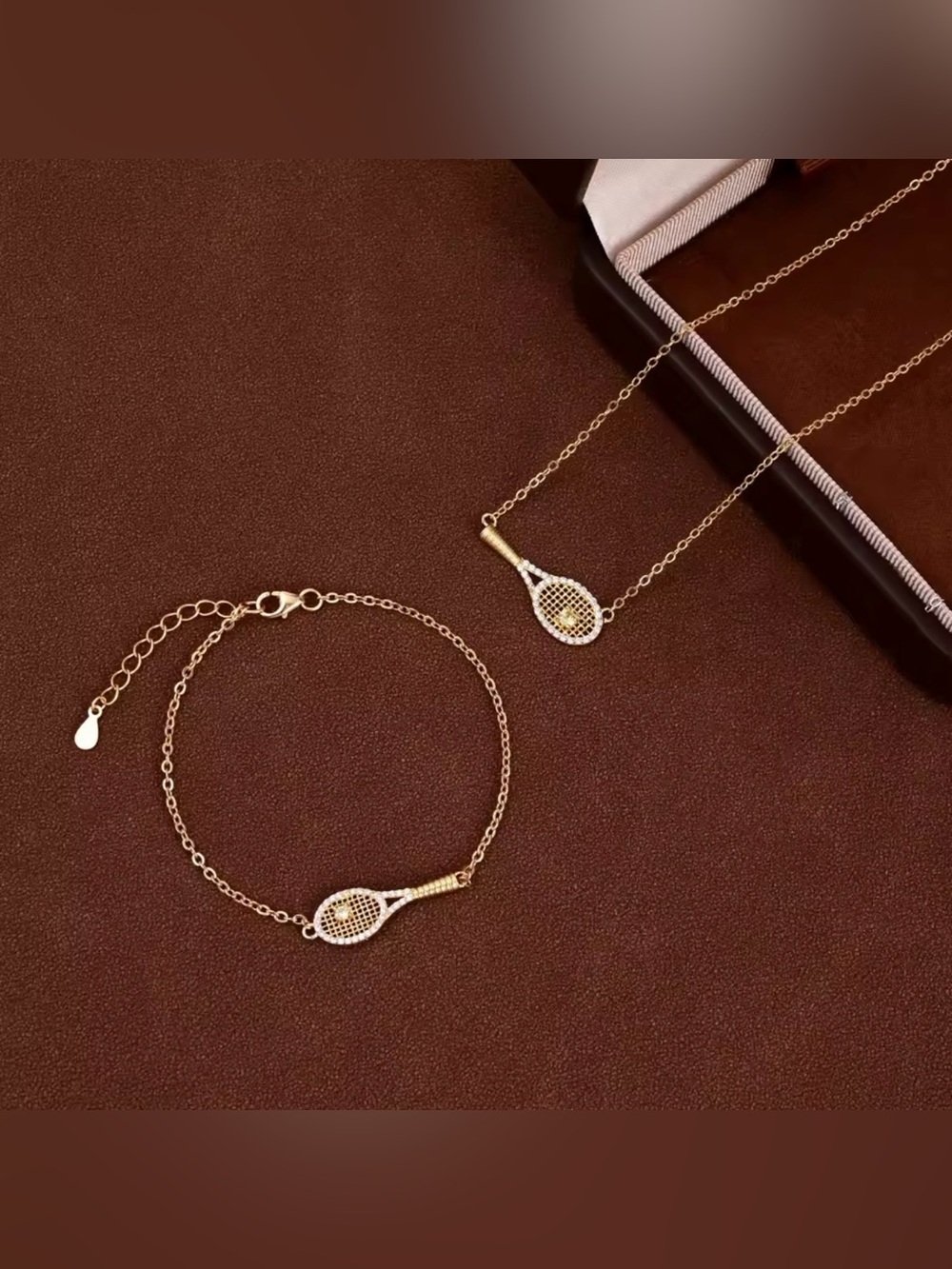 Gold Tennis Racket Bracelet - Women's Gold Charm Bracelet